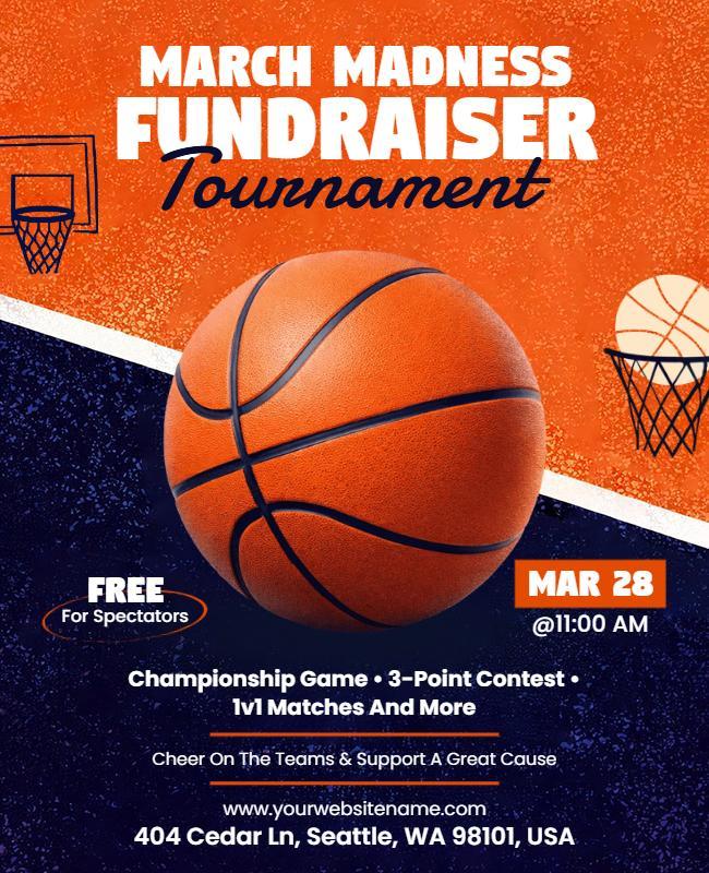 March Madness Basketball Fundraiser Flyer Template