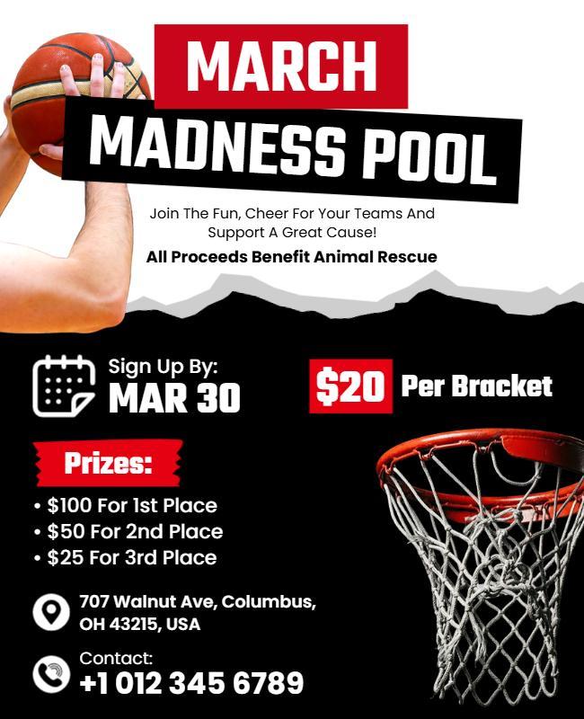 March Madness Basketball Pool Promotion Flyer Template