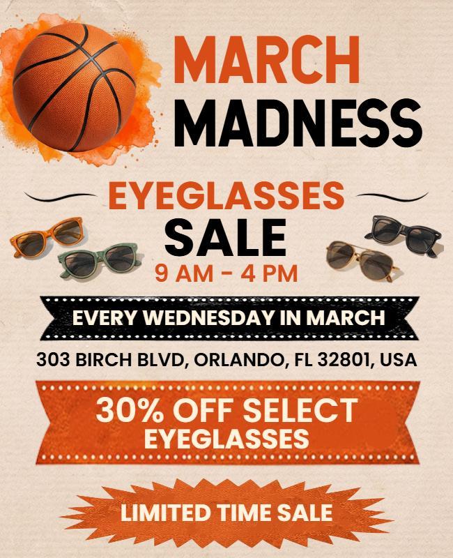 March Madness Eyeglasses Sale Promotional Flyer Template
