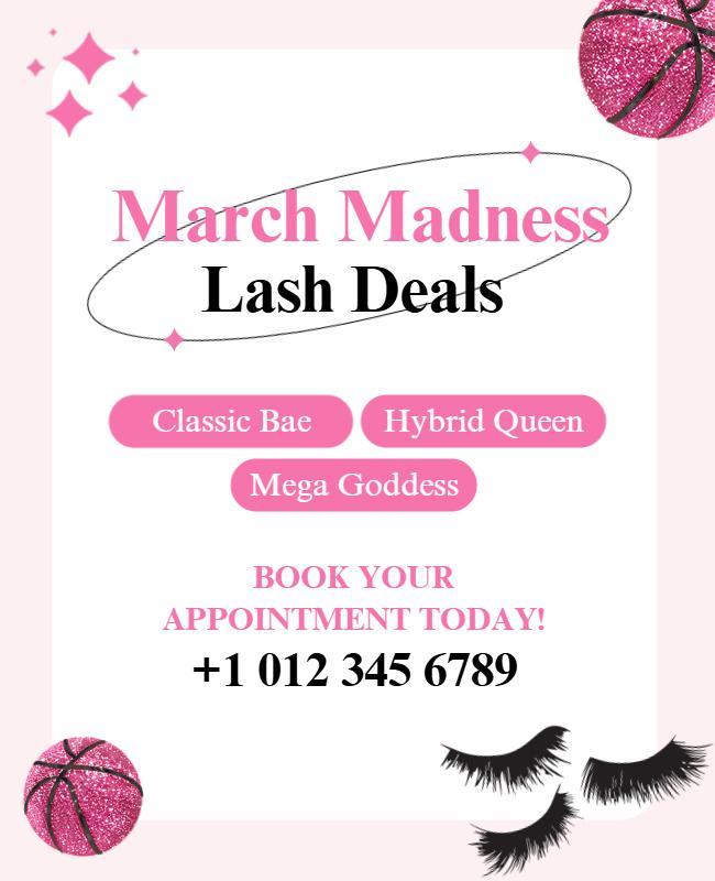 March Madness Lash Specials Flyer Template