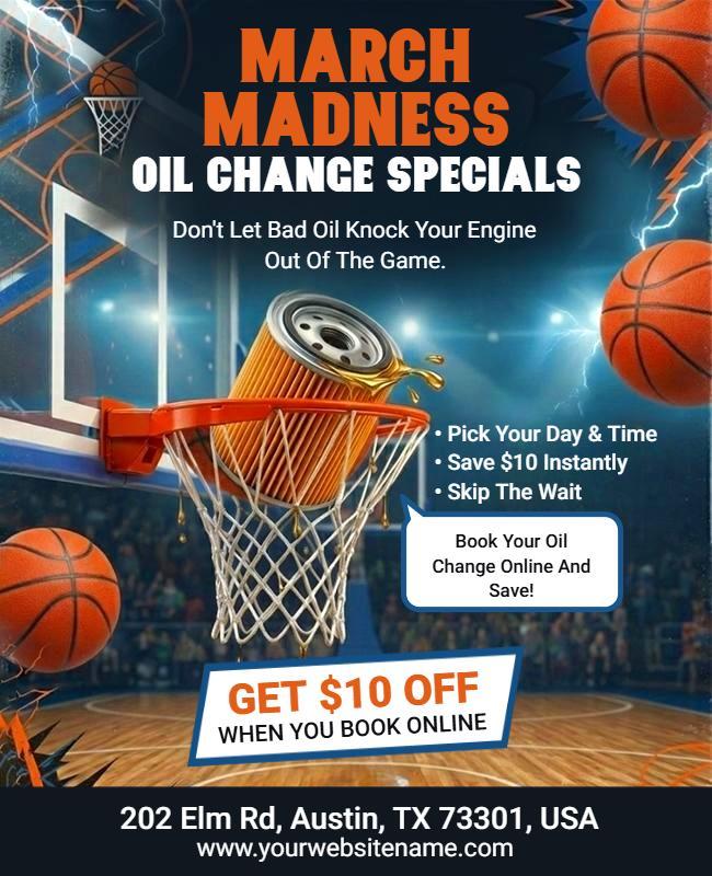 March Madness Oil Change Service Promotion Flyer Template