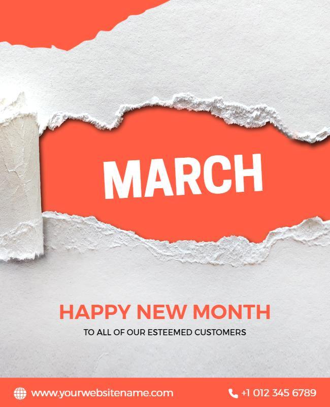 March New Month Greeting Flyer Template