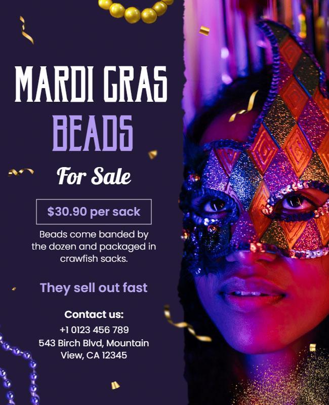 Mardi Gras Beads Sale Flyer Template