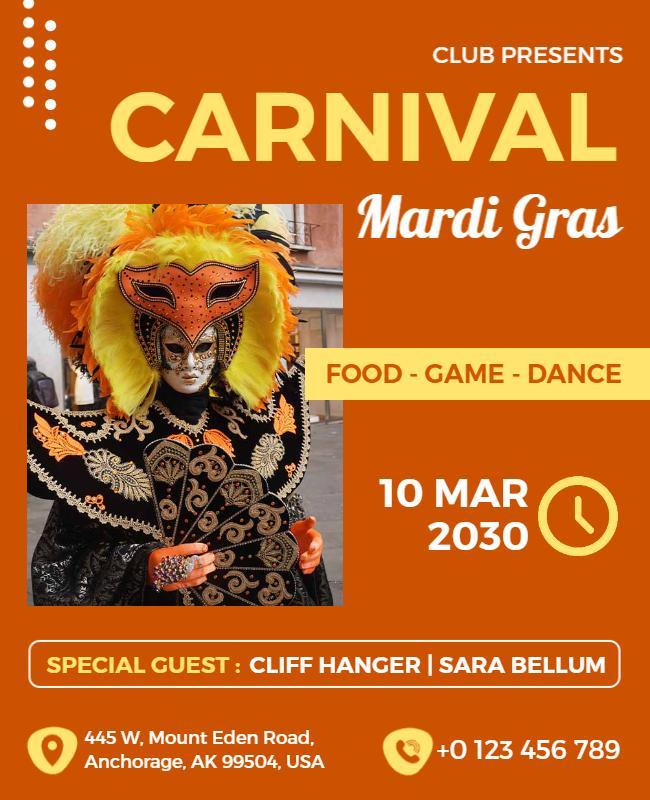 Mardi Gras Carnival Celebration Flyer Template