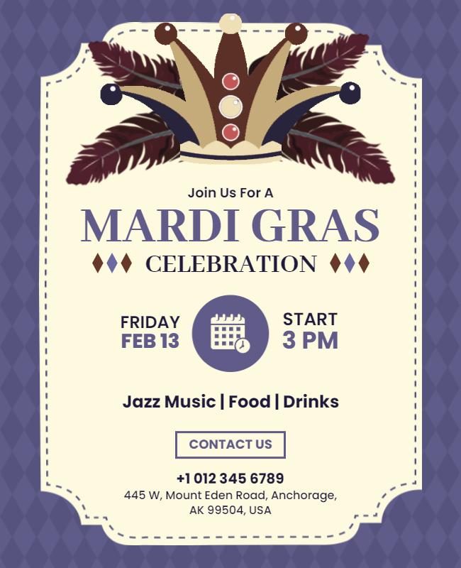 Mardi Gras Celebration Event Flyer Template