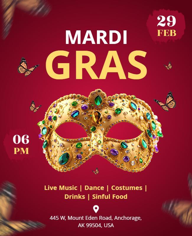 Mardi Gras Celebration Mask Flyer Template