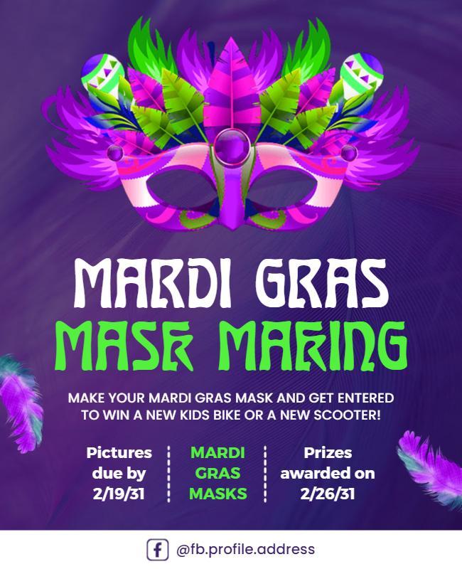 Mardi Gras Mask Making Event Flyer Template