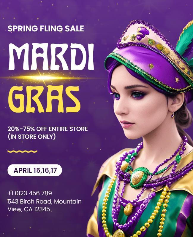 Mardi Gras Spring Fling Sale Flyer Template