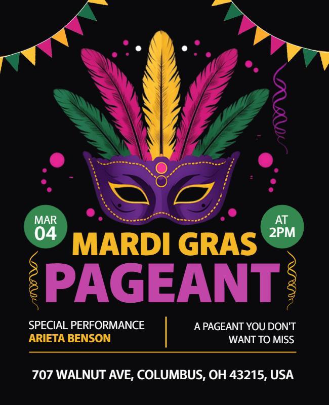 Mardi Gras Themed Pageant Event Flyer Template