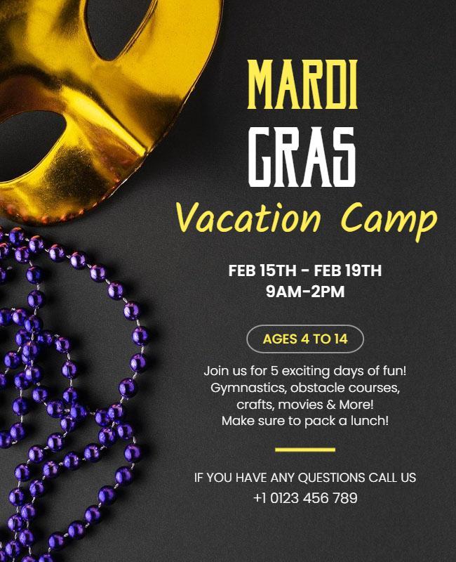 Mardi Gras Vacation Camp Event Flyer Template