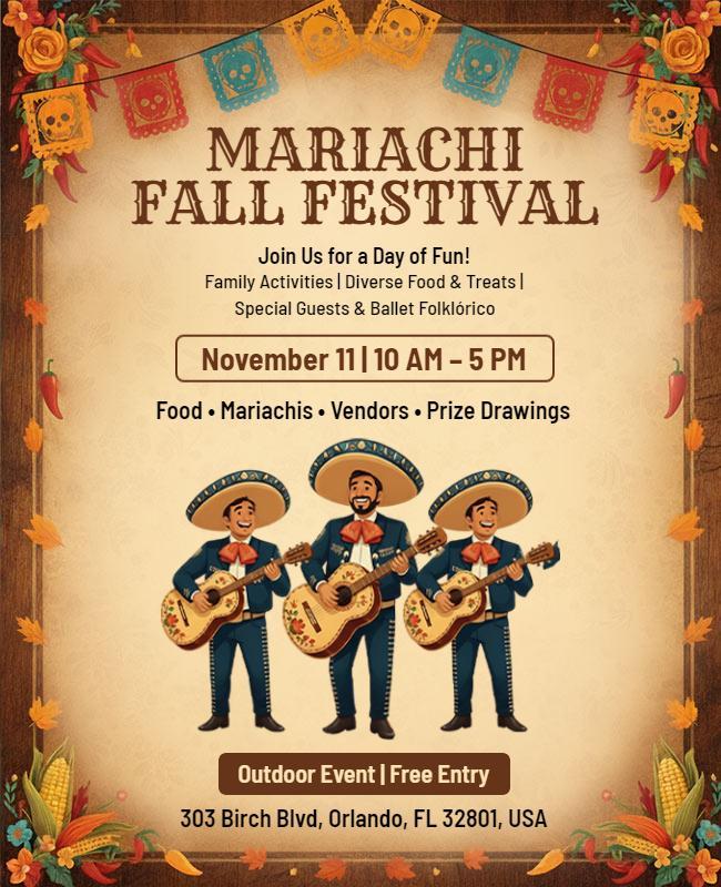 Mariachi Fall Festival Celebration Flyer Template