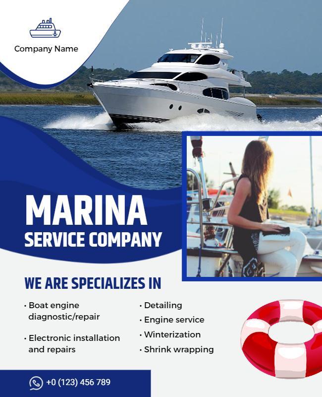 Marina Boat Repair and Service Company Flyer Template