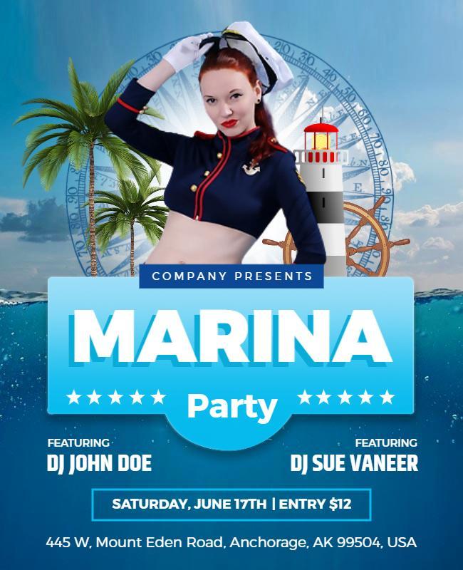 Marina Themed Dance Party Flyer Template