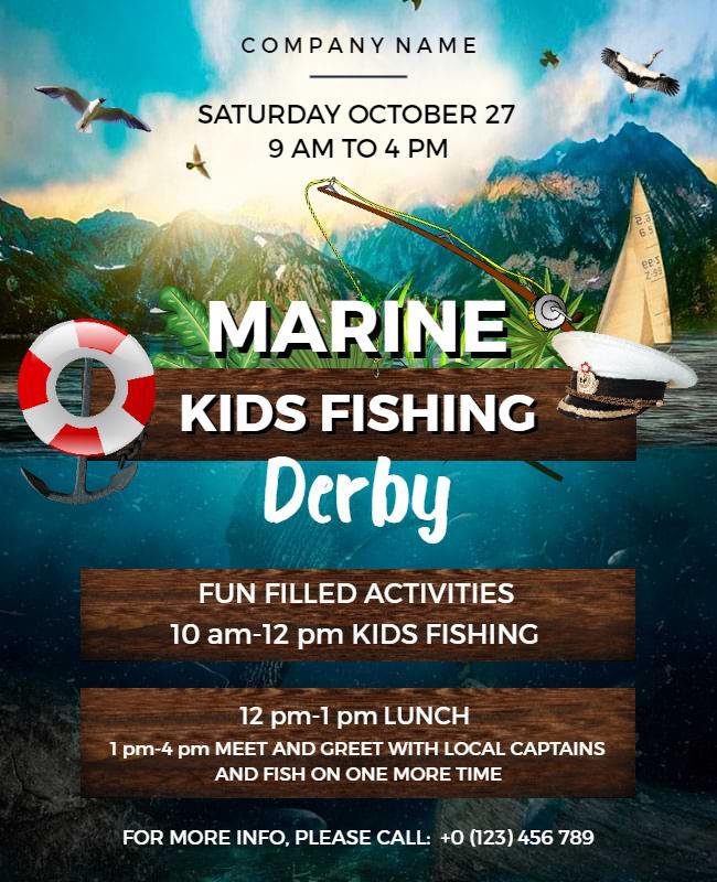 Marine Kids Fishing Derby Flyer Template