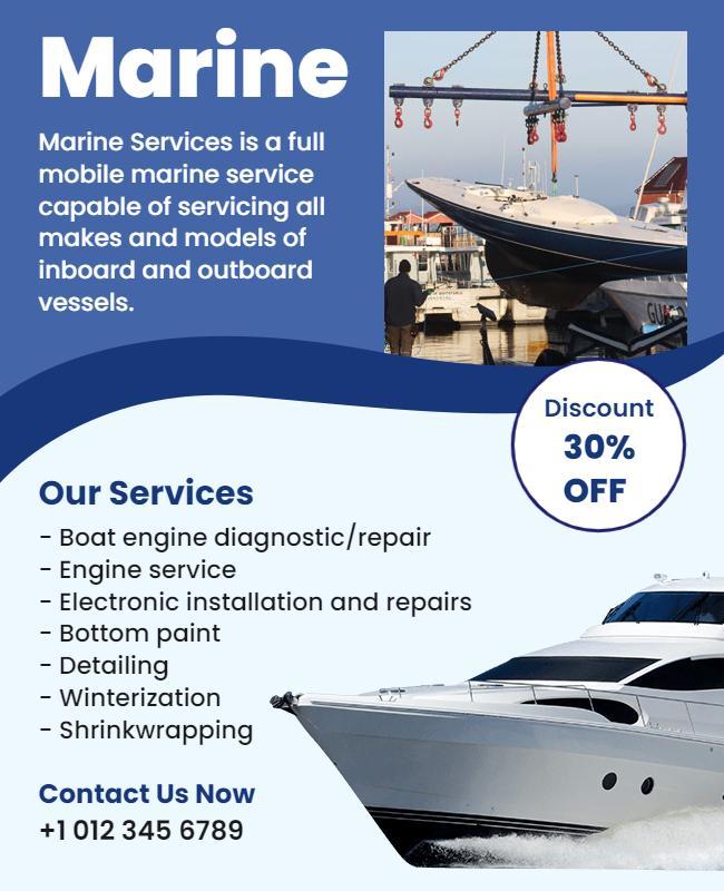 Marine Services and Repair Promotion Flyer Template