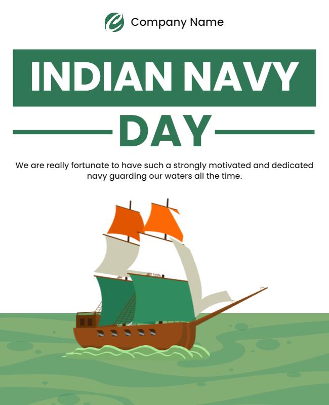 Maritime Themed Indian Navy Day Celebration Poster Template