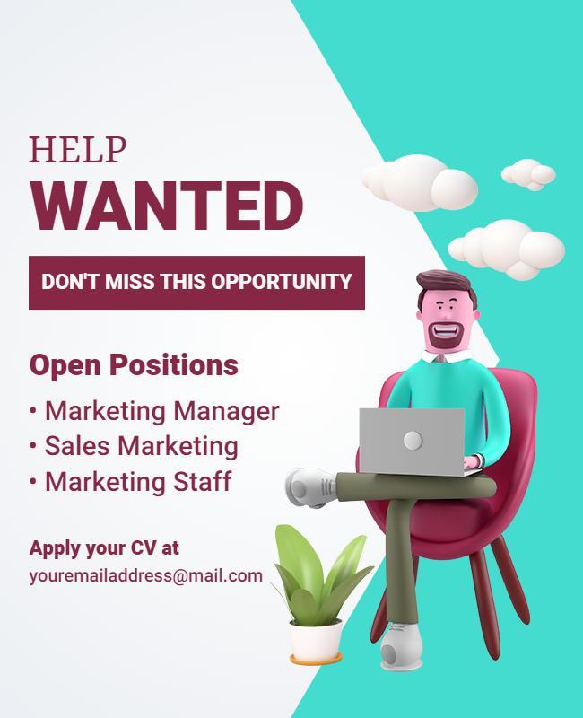 Marketing Jobs Help Wanted Flyer Template