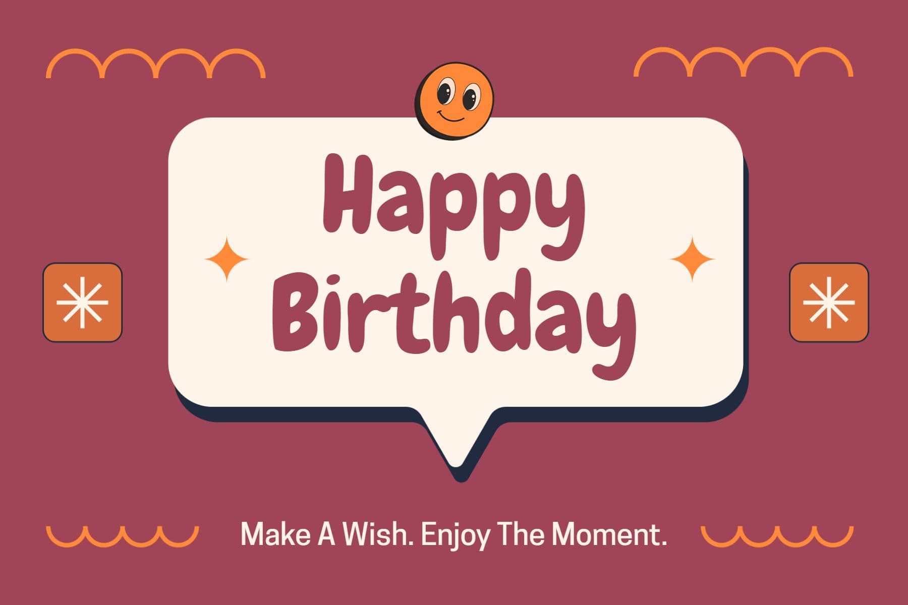 Maroon Theme Happy Birthday Greeting Postcard Template