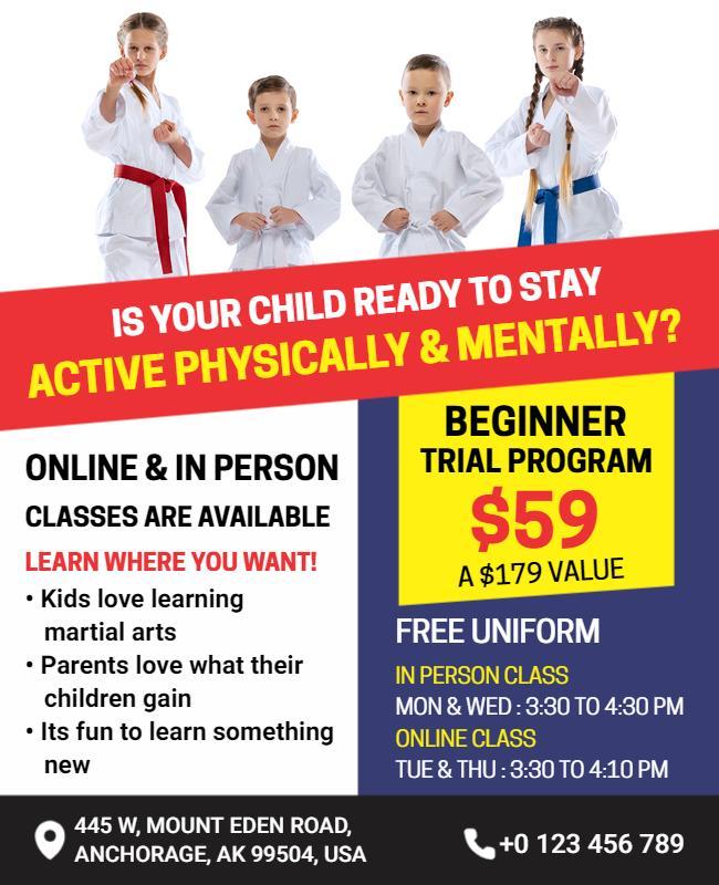 Martial Arts Beginner Trial Program Flyer Template