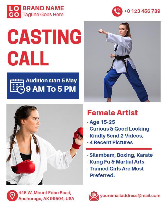 Martial Arts Casting Call Flyer Template