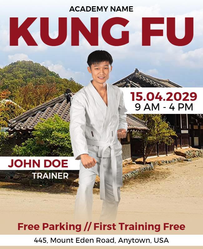 Dynamic Martial Arts Kung Fu Training Session Flyer Template