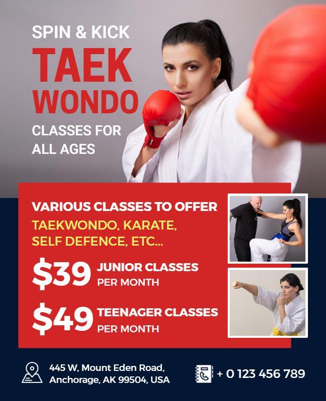 Martial Arts Taekwondo Classes Flyer Template