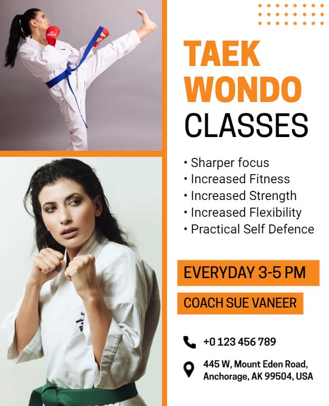 Energetic Taekwondo Classes Training Promotion Flyer Template