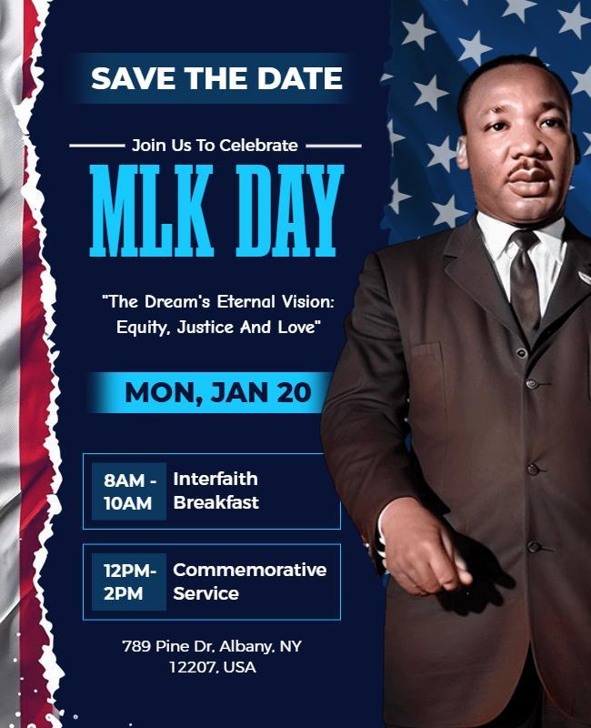 Patriotic Blue MLK Day Celebration Event Flyer Template