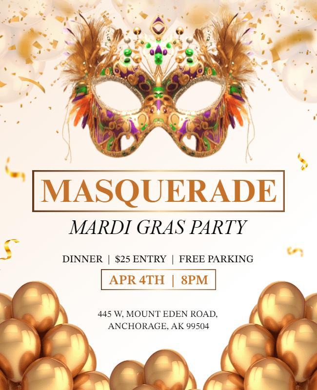 Masquerade Mardi Gras Party Flyer Template