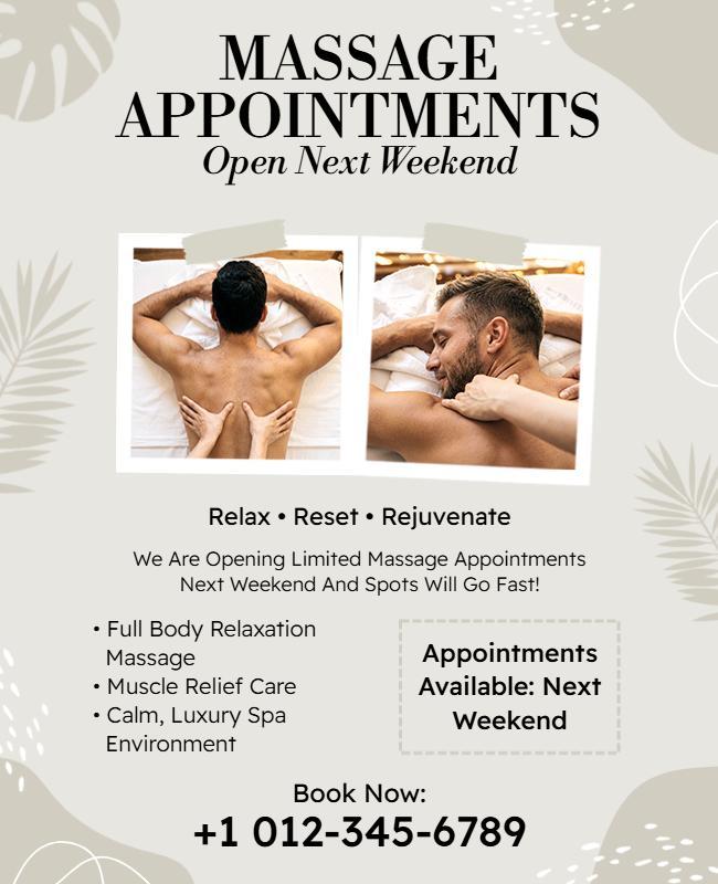 Massage Appointment Announcement Poster Template