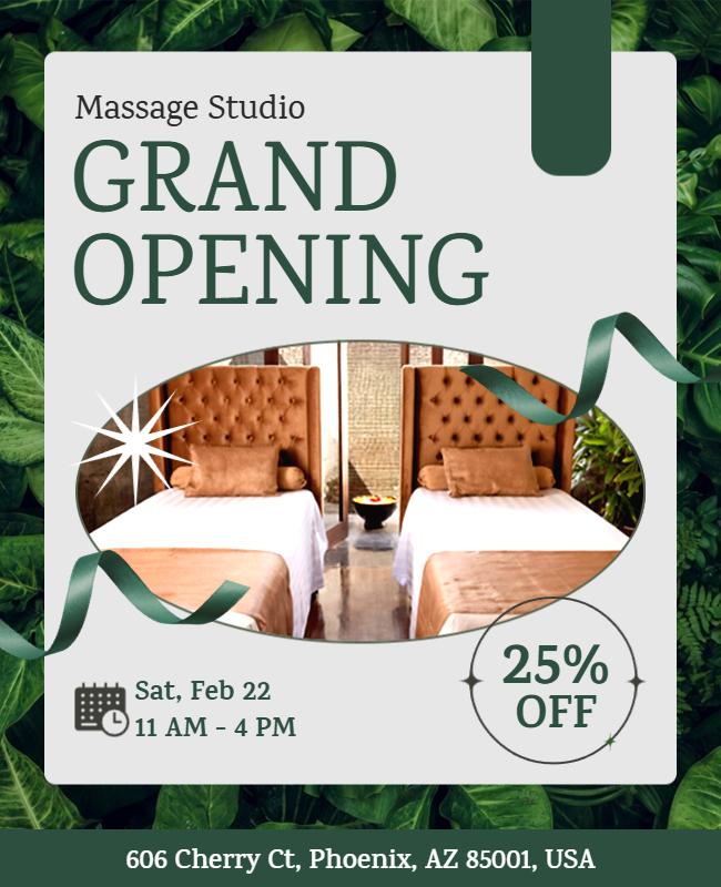 Massage Studio Grand Opening Event Poster Template