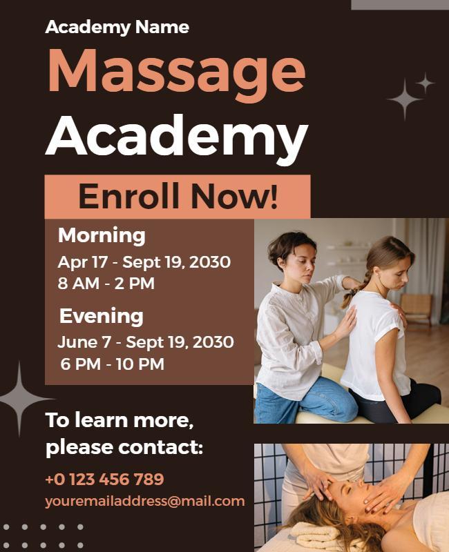 Massage Therapy Academy Enrollment Flyer Template