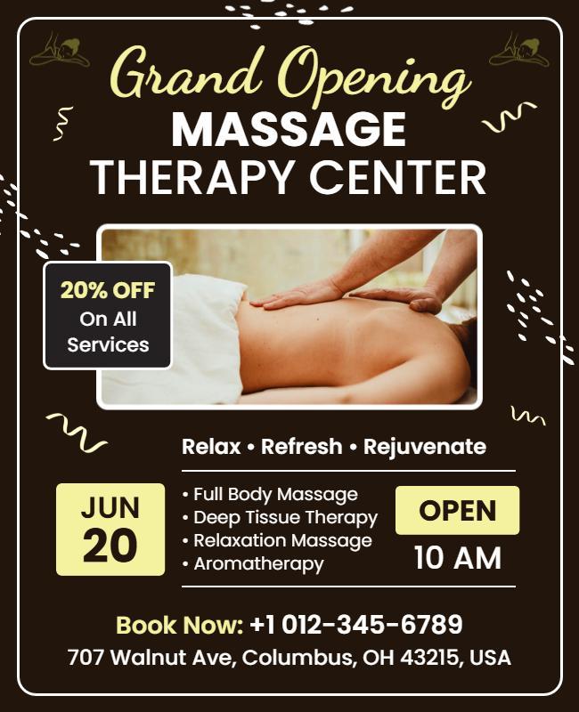 Massage Therapy Center Grand Opening Poster Template
