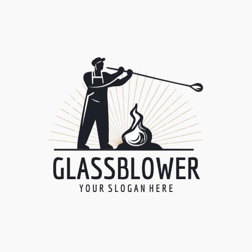 Masterful Glassblowing Artisan Crafting Unique Art Logo Template