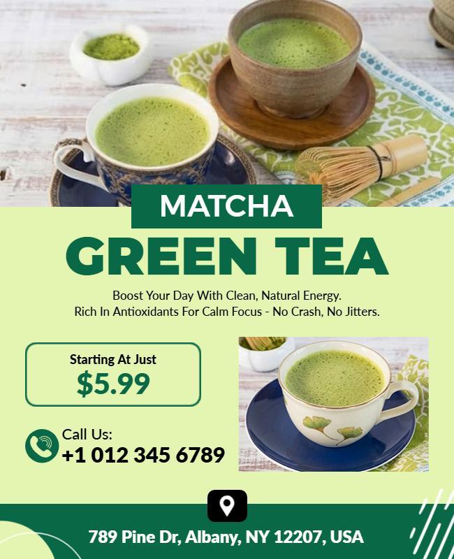 Matcha Green Tea Promotion Flyer Template