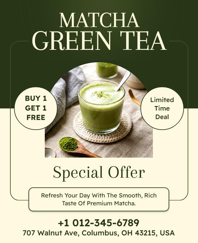 Matcha Green Tea Special Offer Poster Template