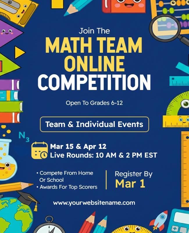 Math Team Online Competition Flyer Template