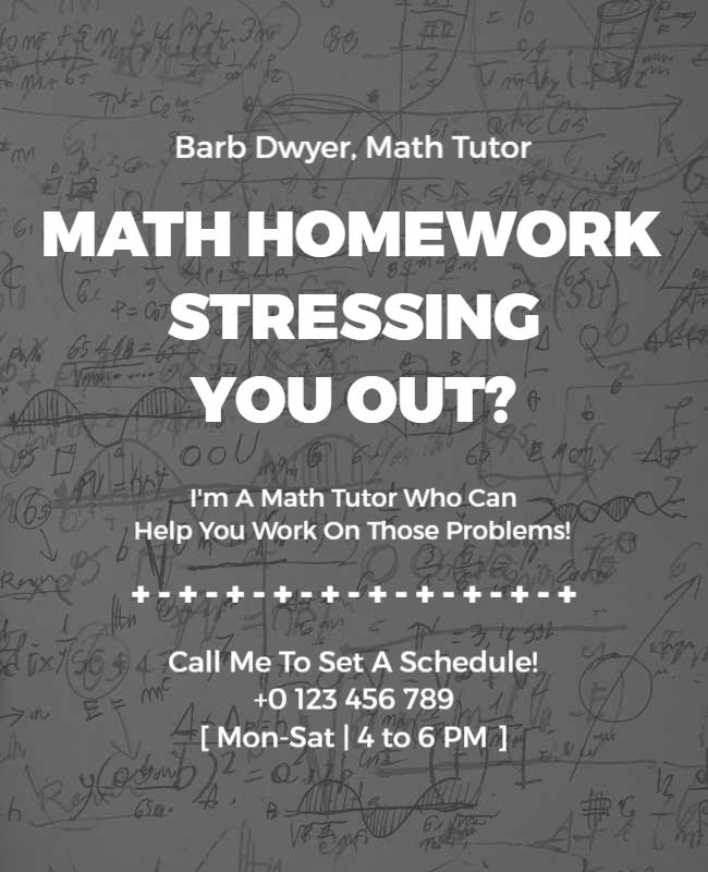 Creative Chalkboard Math Tutor Homework Help Flyer Template