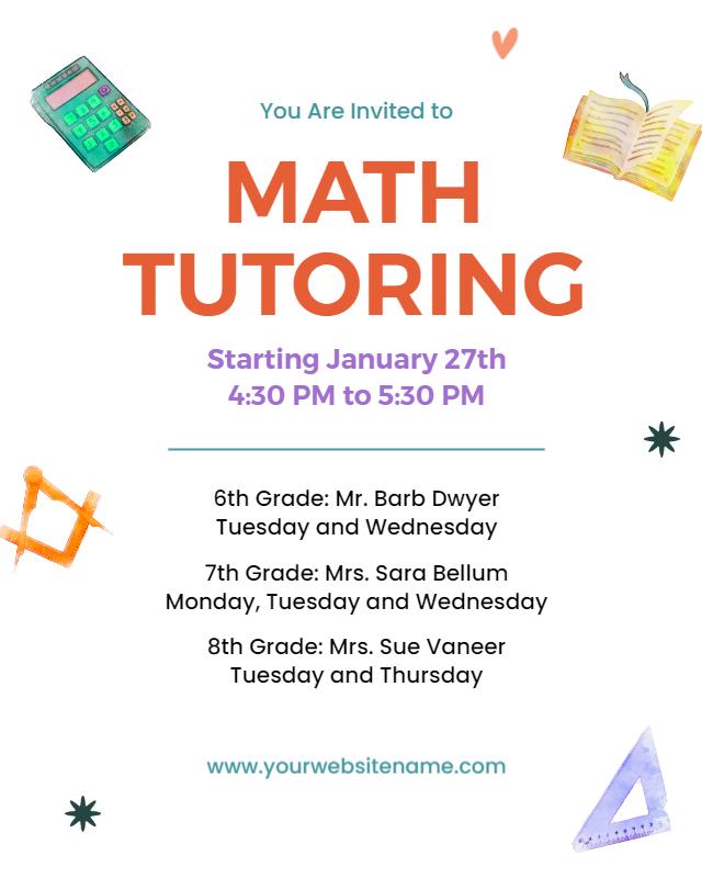 Math Tutoring Sessions Invitation Flyer Template