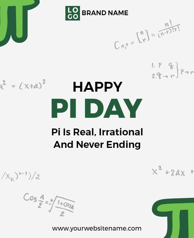 Mathematical Green Pi Day Celebration Poster Template