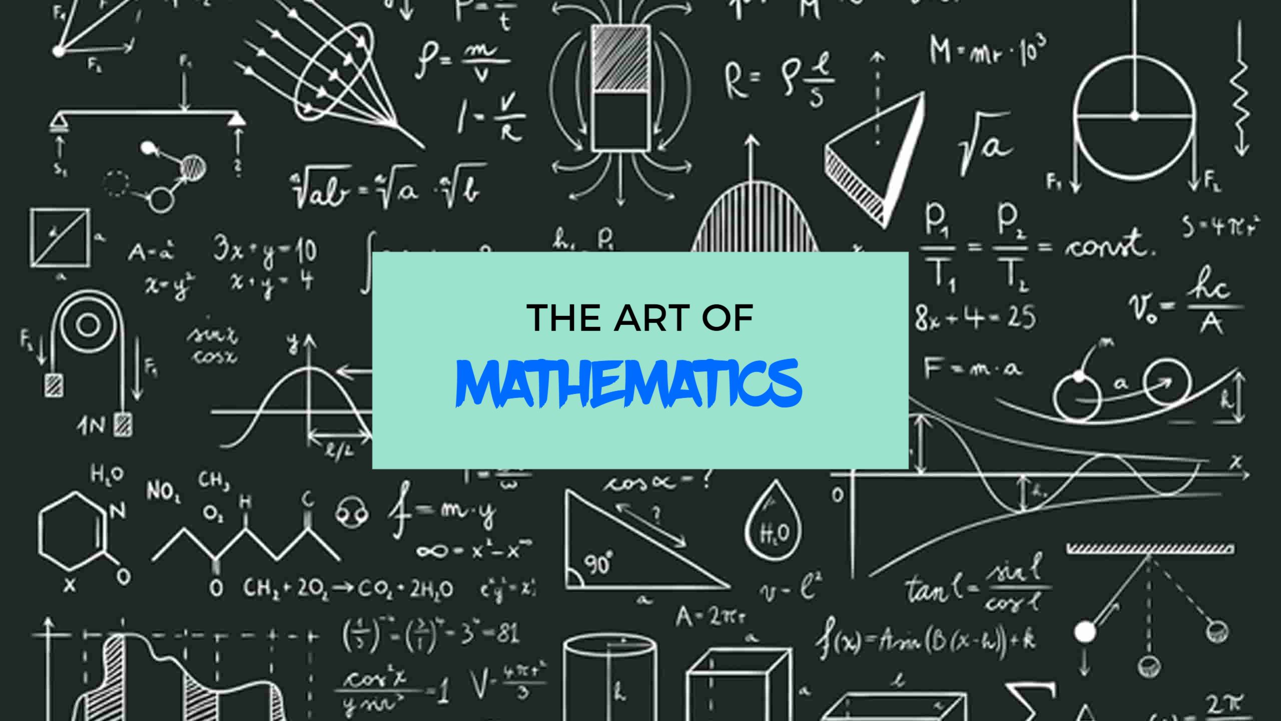 Mathematics Concepts Illustrated on Black Chalkboard YouTube Banner Template