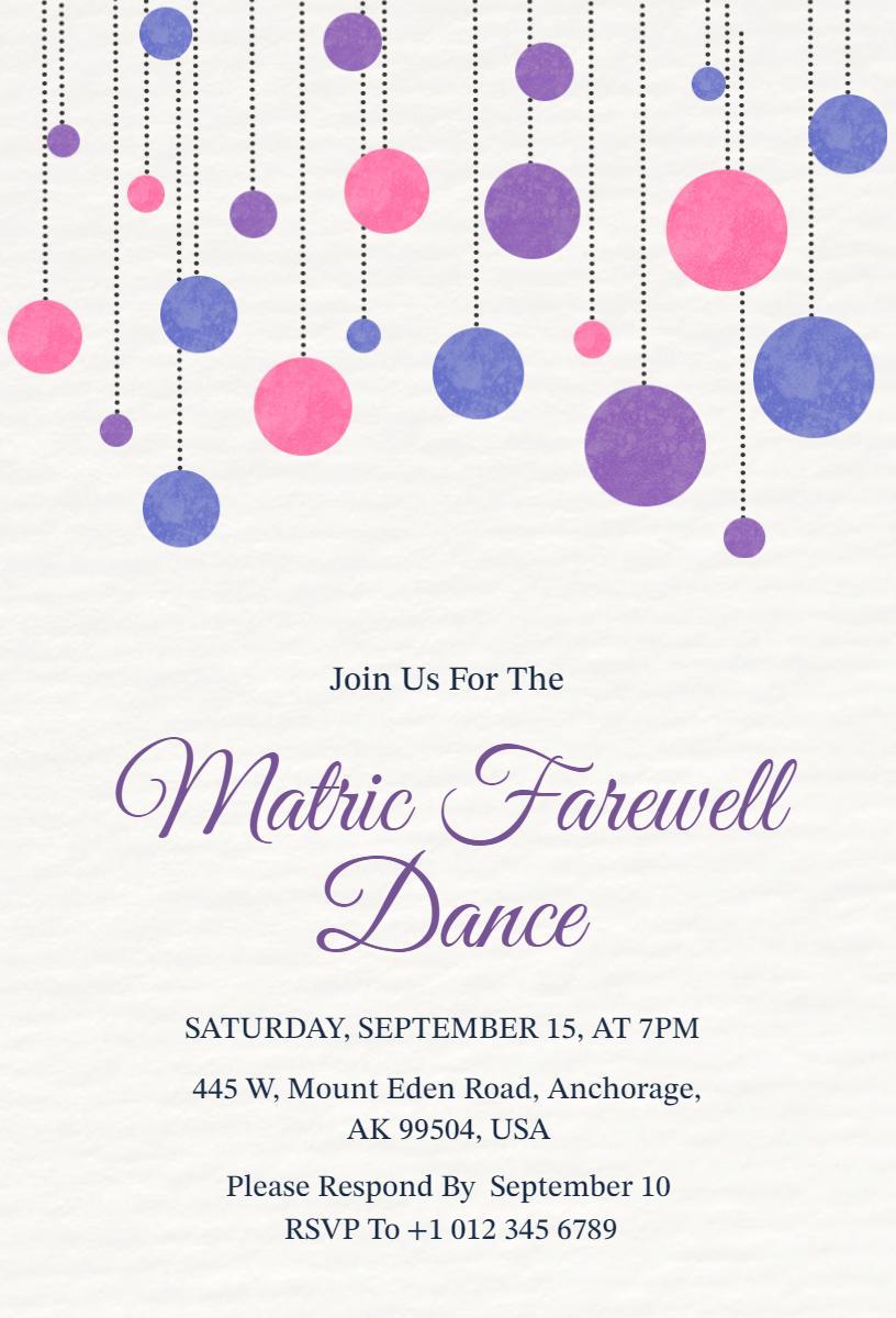 Matric Farewell Dance Colorful Celebration Invitation Template