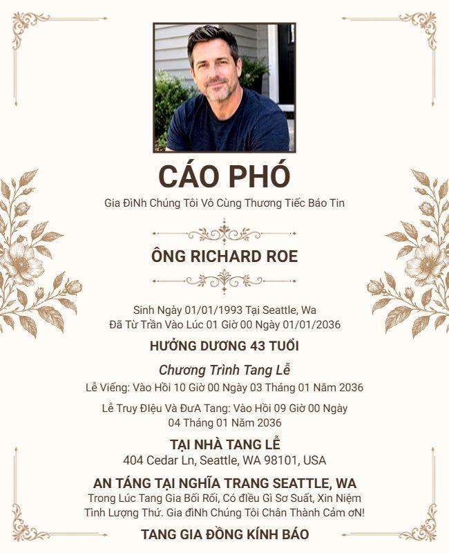 Mẫu Tờ Rơi Cáo Phó Trang Trọng