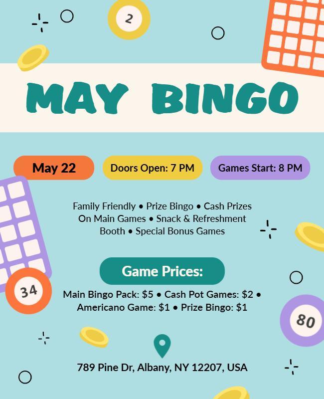 May Bingo Game Event Flyer Template