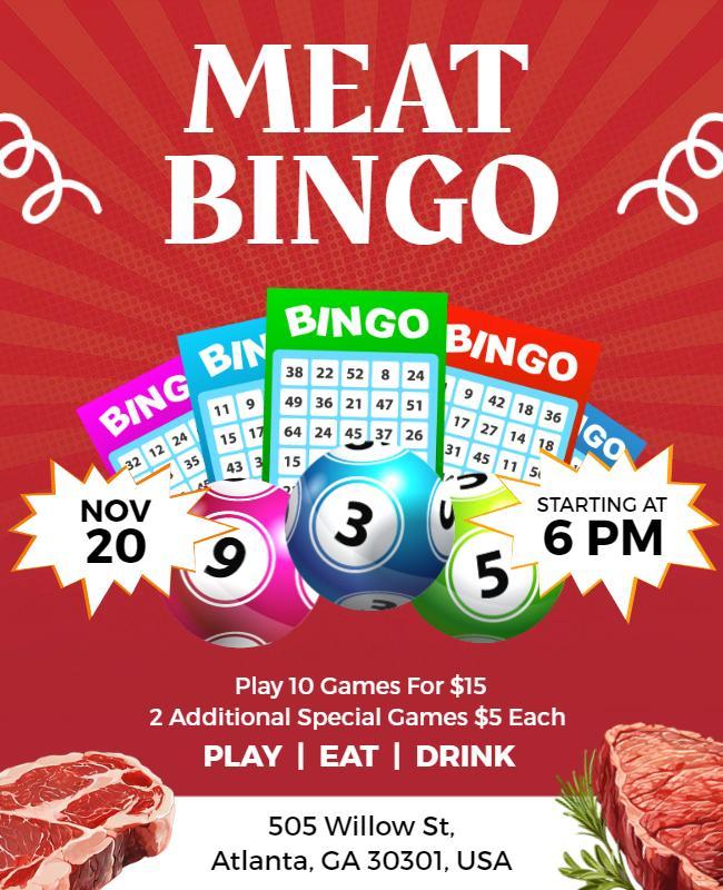 Meat Bingo Night Event Flyer Template