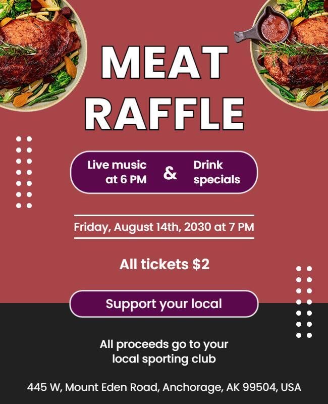 Meat Raffle Event with Live Music Flyer Template