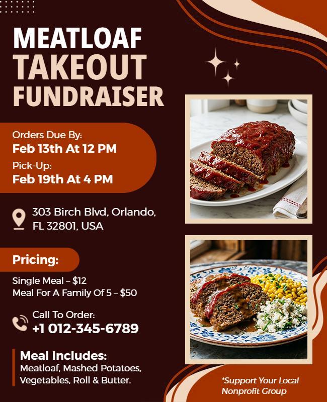 Meatloaf Takeout Fundraiser Event Flyer Template
