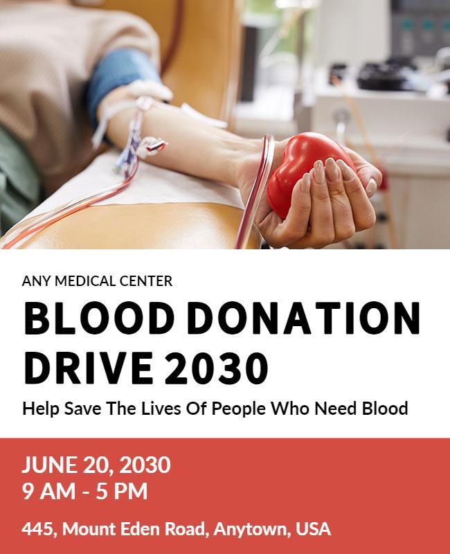 Medical Center Blood Donation Drive Flyer Template