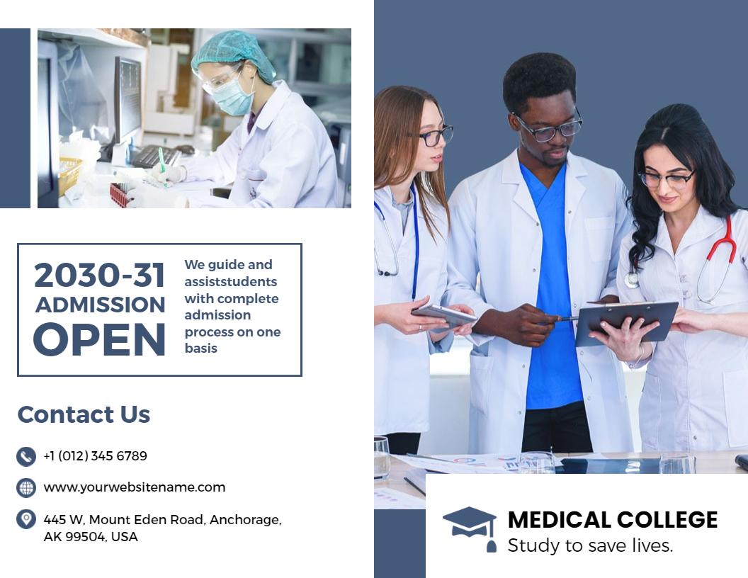 Medical College Admission Guide and Educational Overview Brochure Template