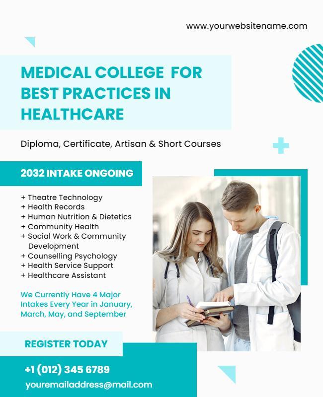 Medical College Healthcare Courses Flyer Template